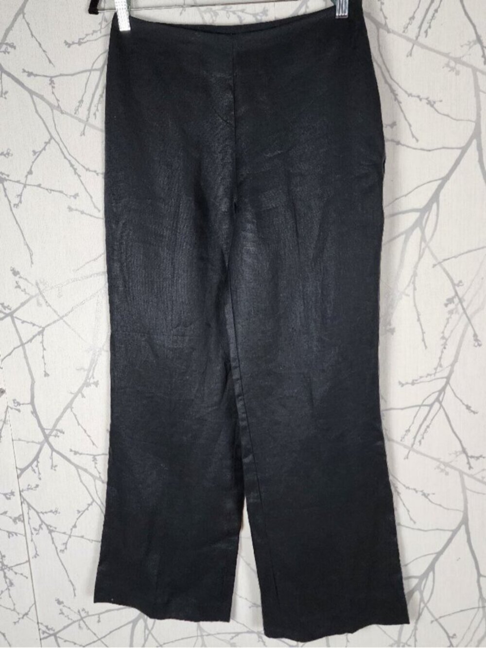 Precis Petite Black 100% Linen High Rise Wide Leg Trousers